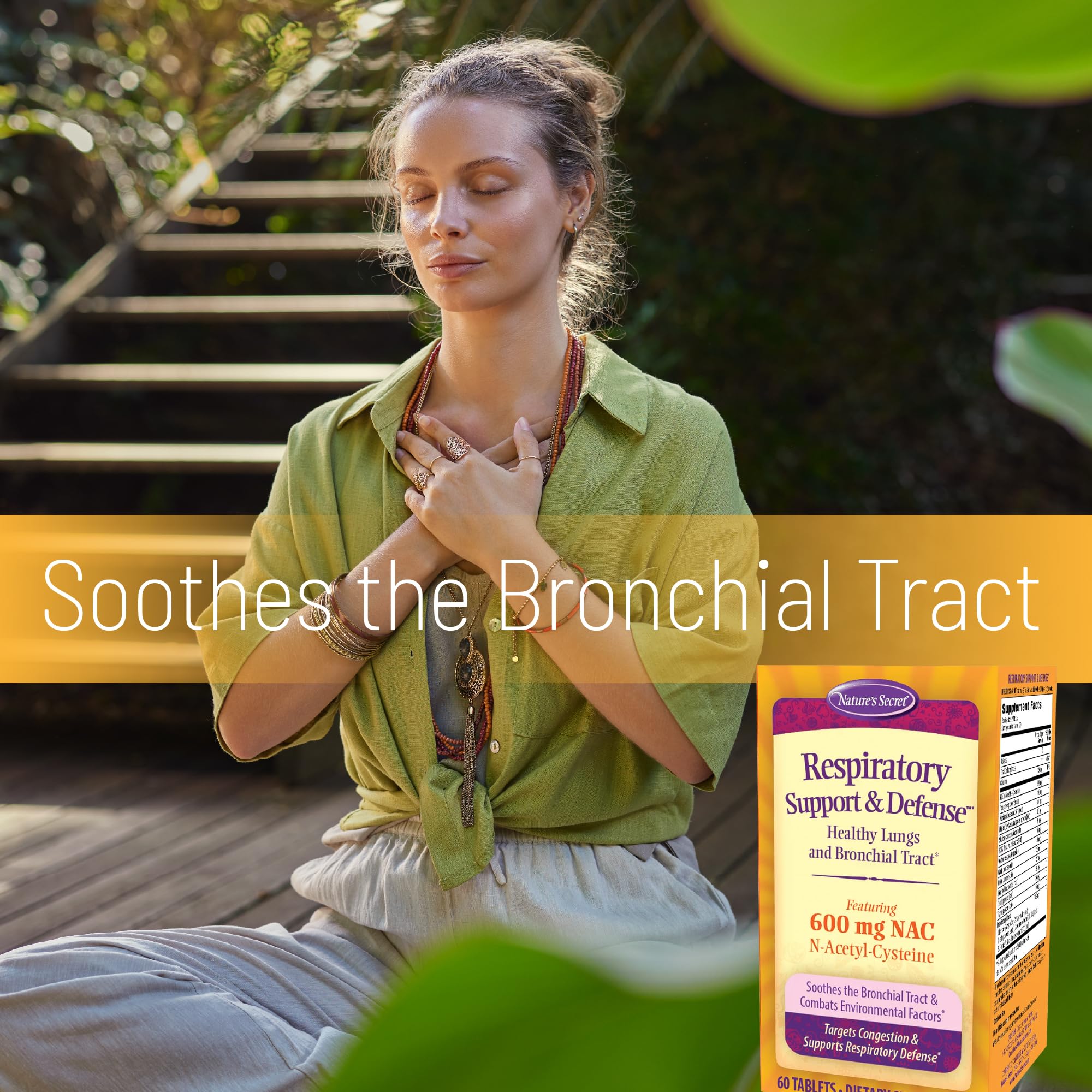 Outer packaging box for Nature's Secret Respiratory Support & Defense.