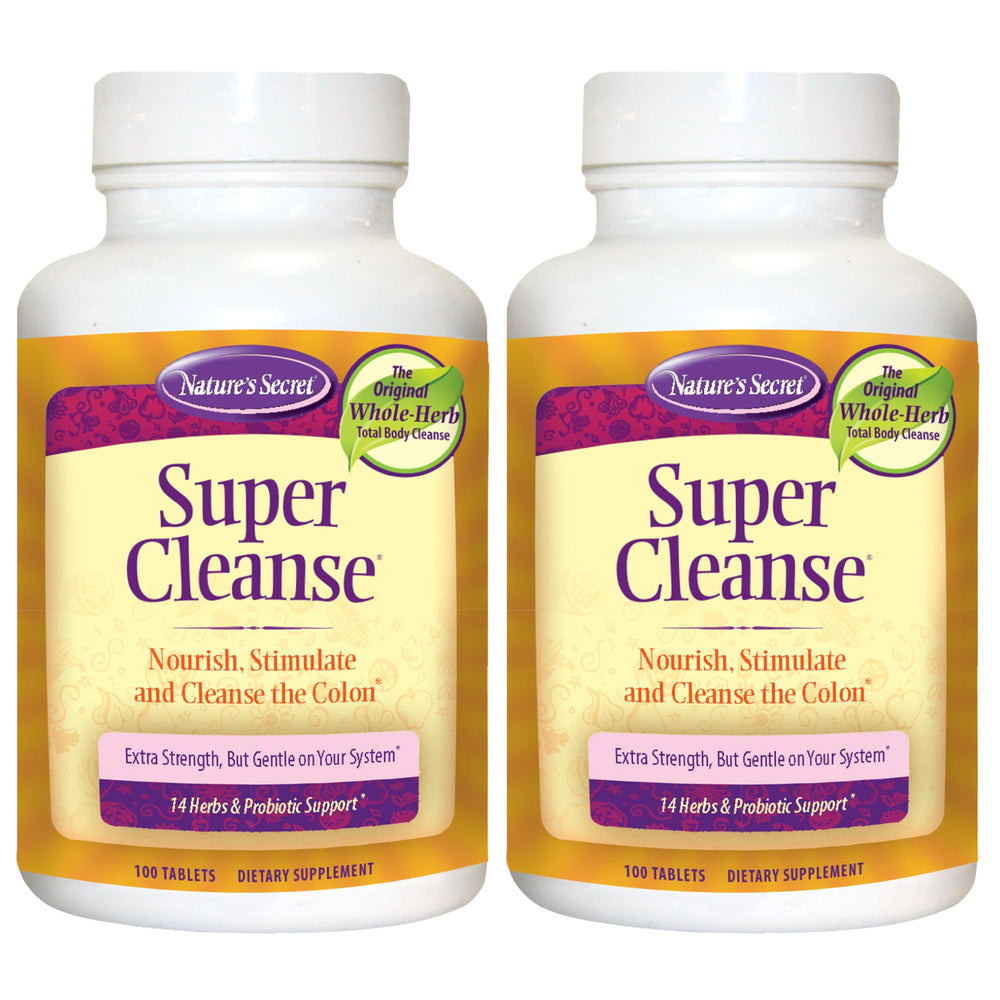 Nature's Secret Super Cleanse bottle front highlighting extra-strength digestive support