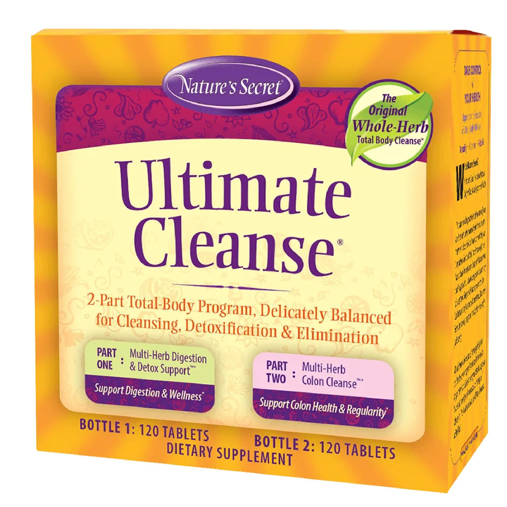 Nature's Secret Ultimate Cleanse bottle and packaging promoting digestive wellness.