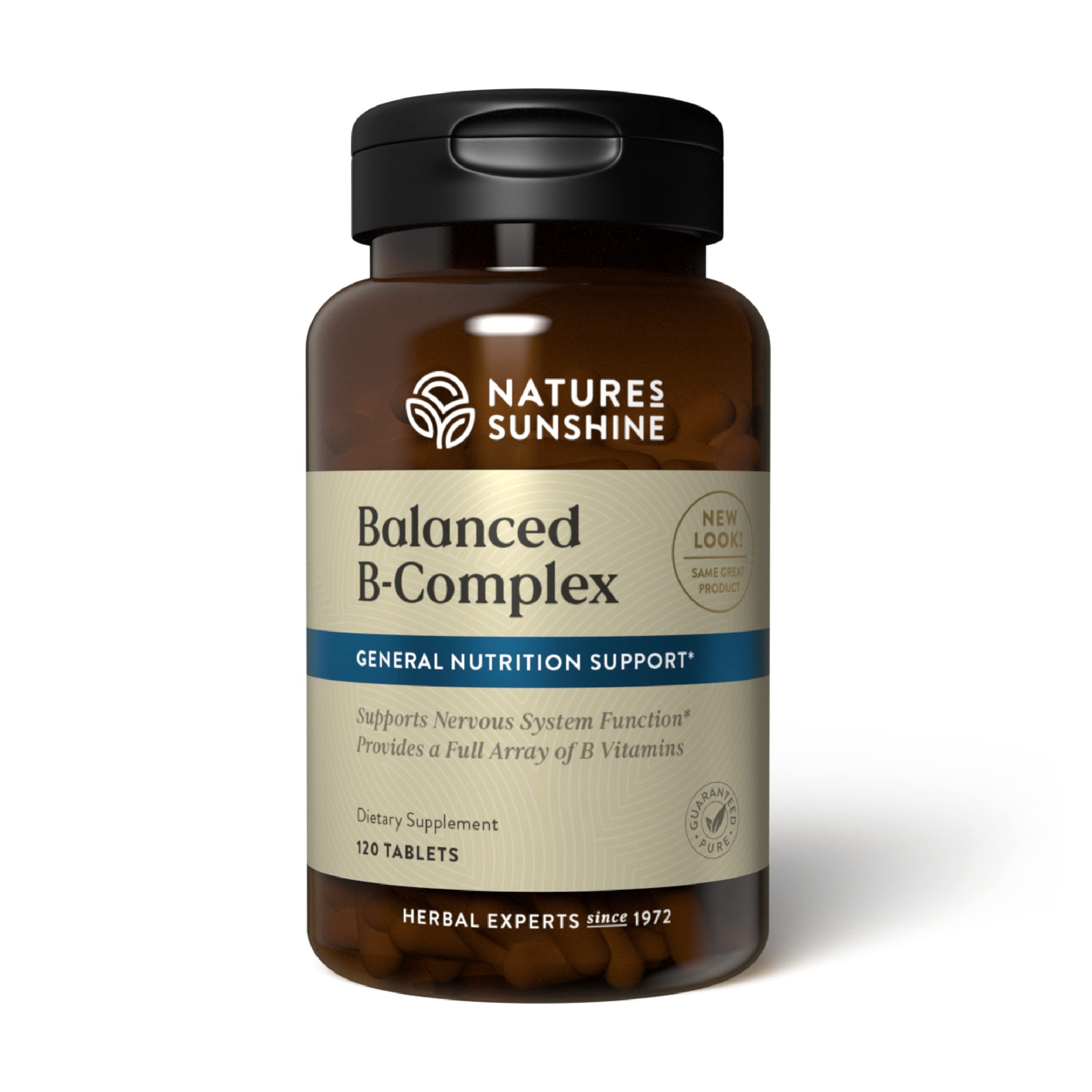 Front view of Nature's Sunshine Balanced B Complex 120 tablets bottle