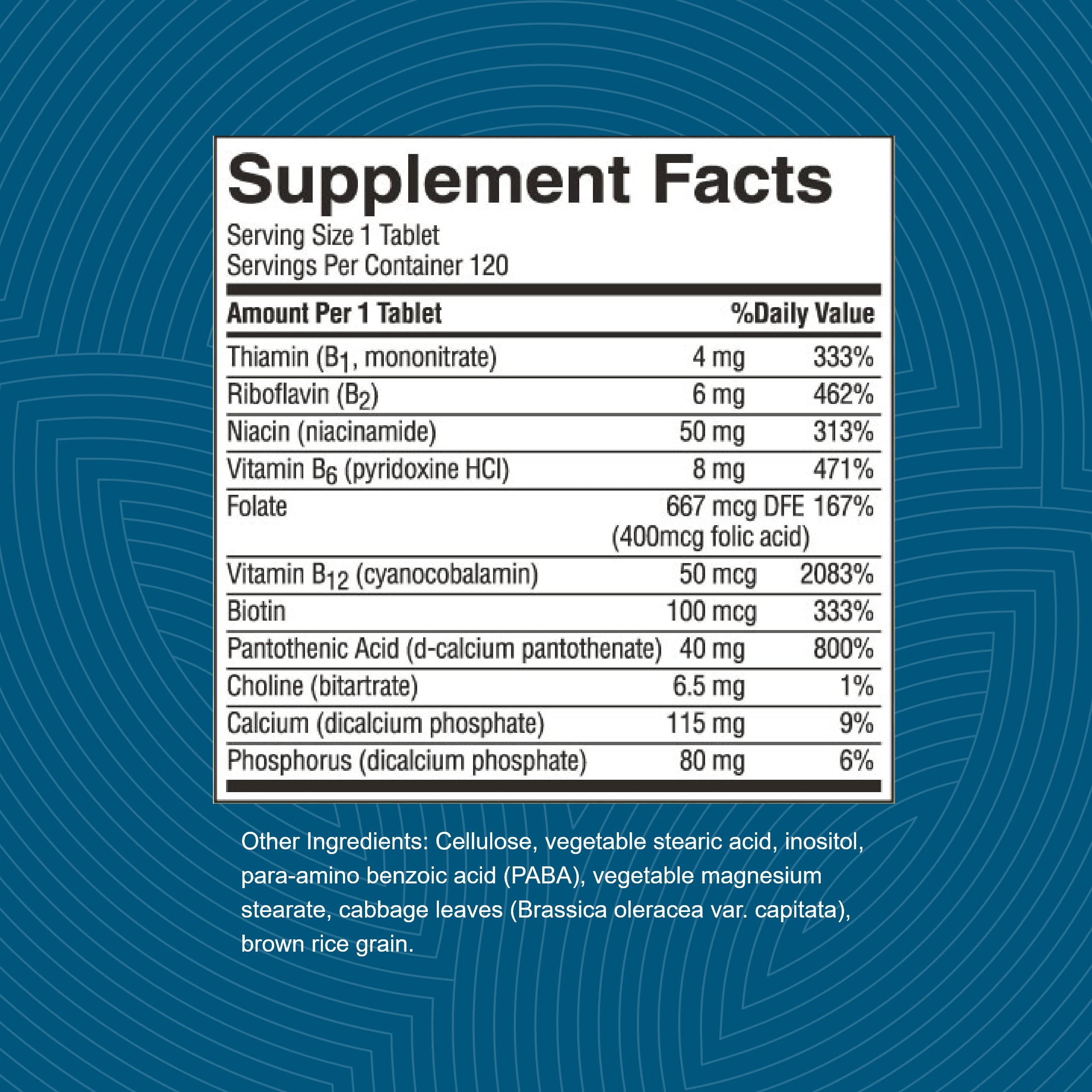 Ingredients overview for Nature's Sunshine Balanced B Complex with B vitamins