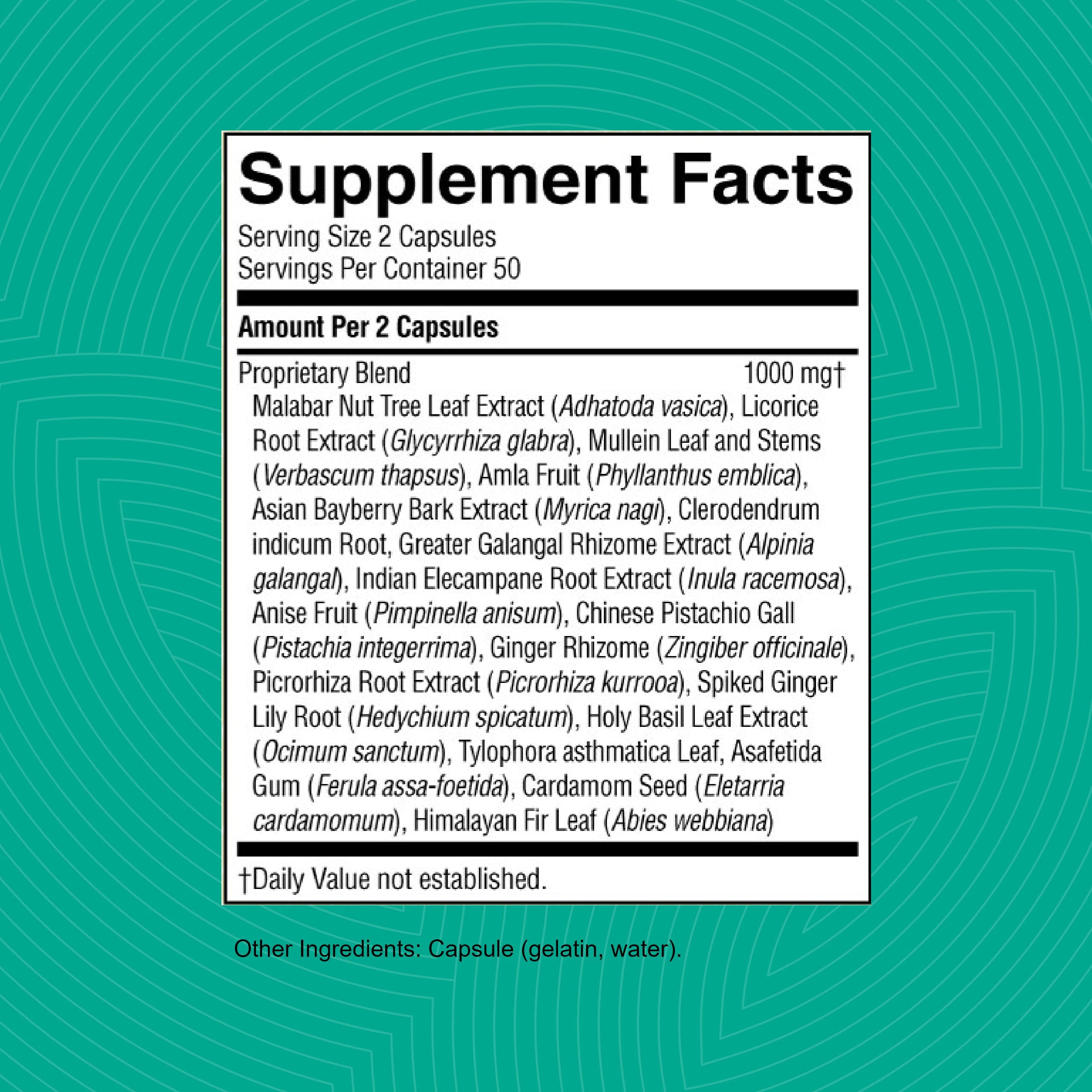 Herbal ingredients and capsules image for Bronchial Formula