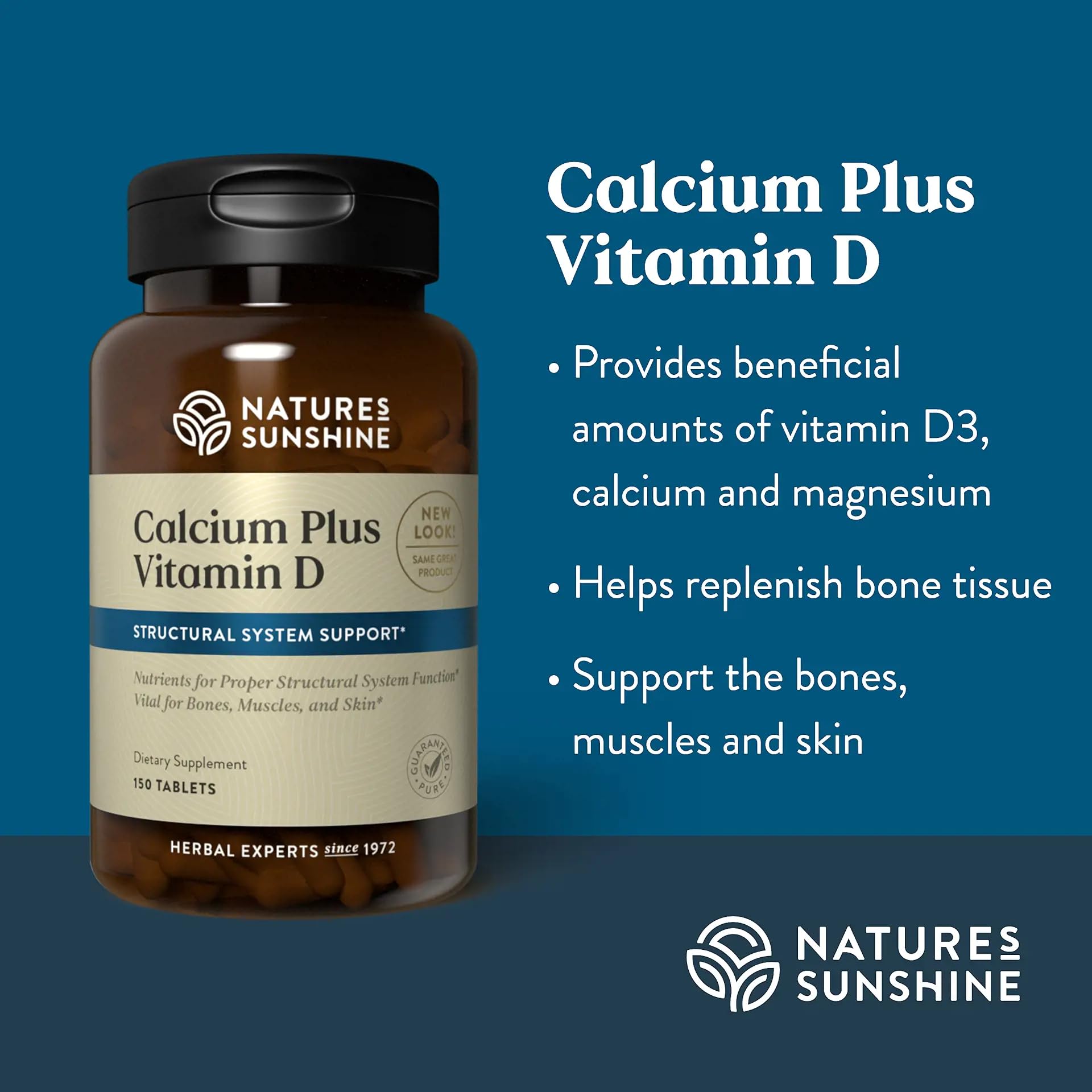 Nature's Sunshine calcium capsules arranged for daily bone health support