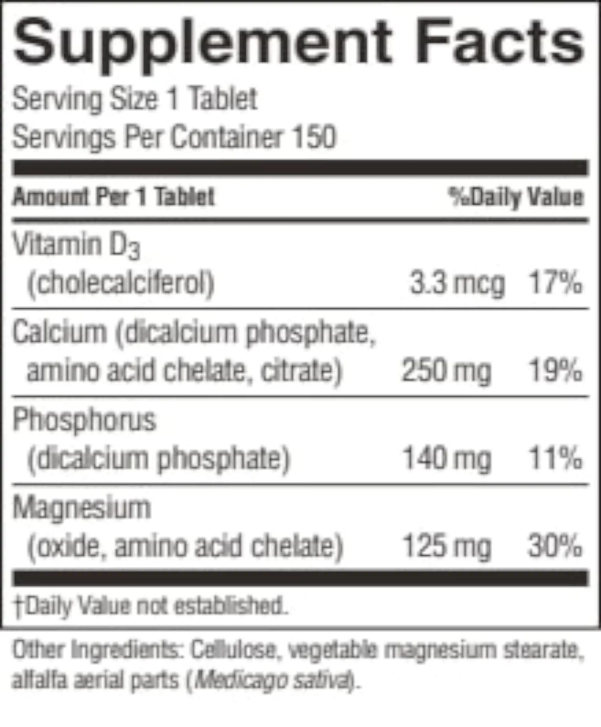 Nature's Sunshine label close-up showing vitamin D and minerals for structural wellness
