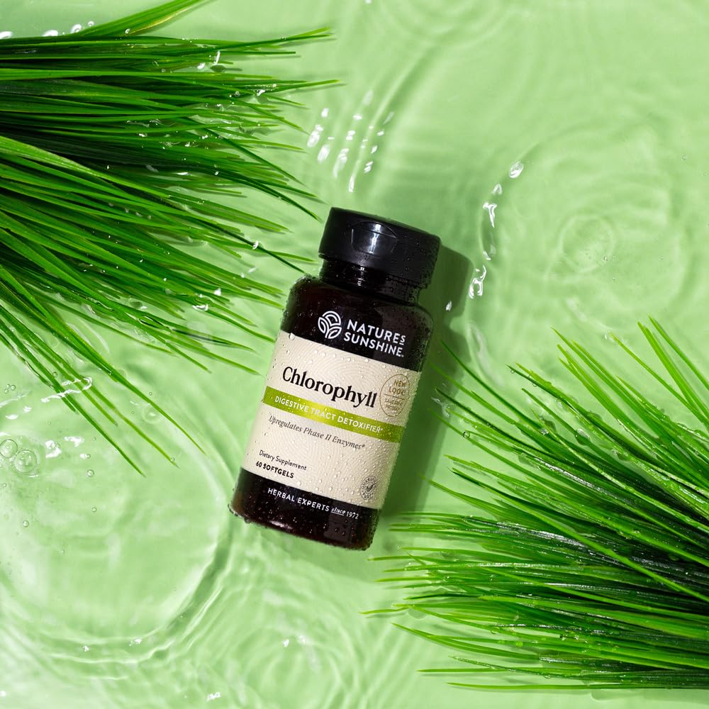 Chlorophyll 60 Softgel Capsules bottle with label close-up