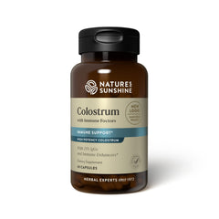 Nature's Sunshine Colostrum with Immune Factors bottle and capsules