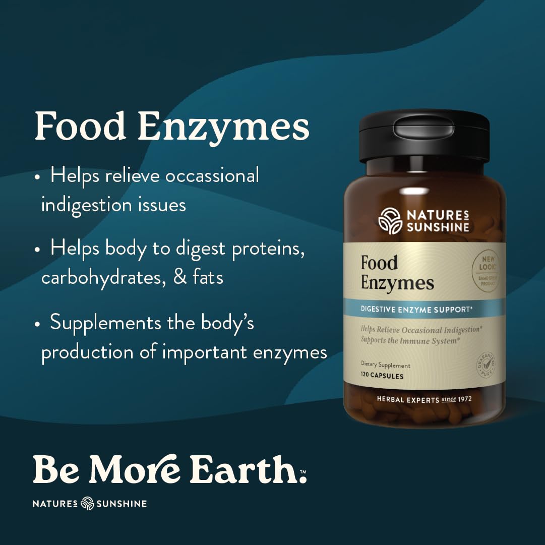 Close-up of two enzyme capsules from Nature's Sunshine Food Enzymes