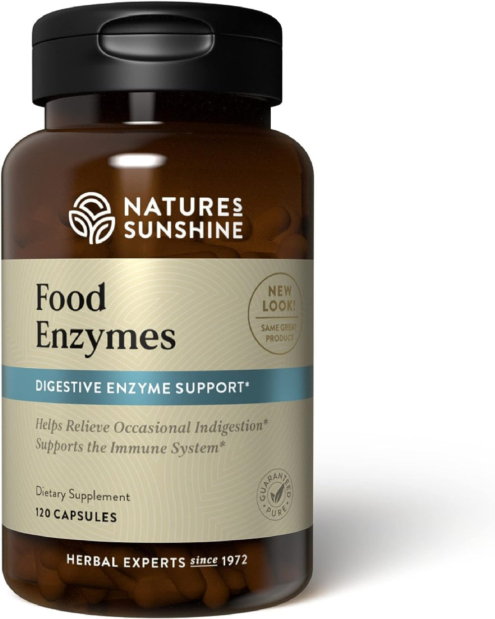 Nature's Sunshine Food Enzymes bottle with label