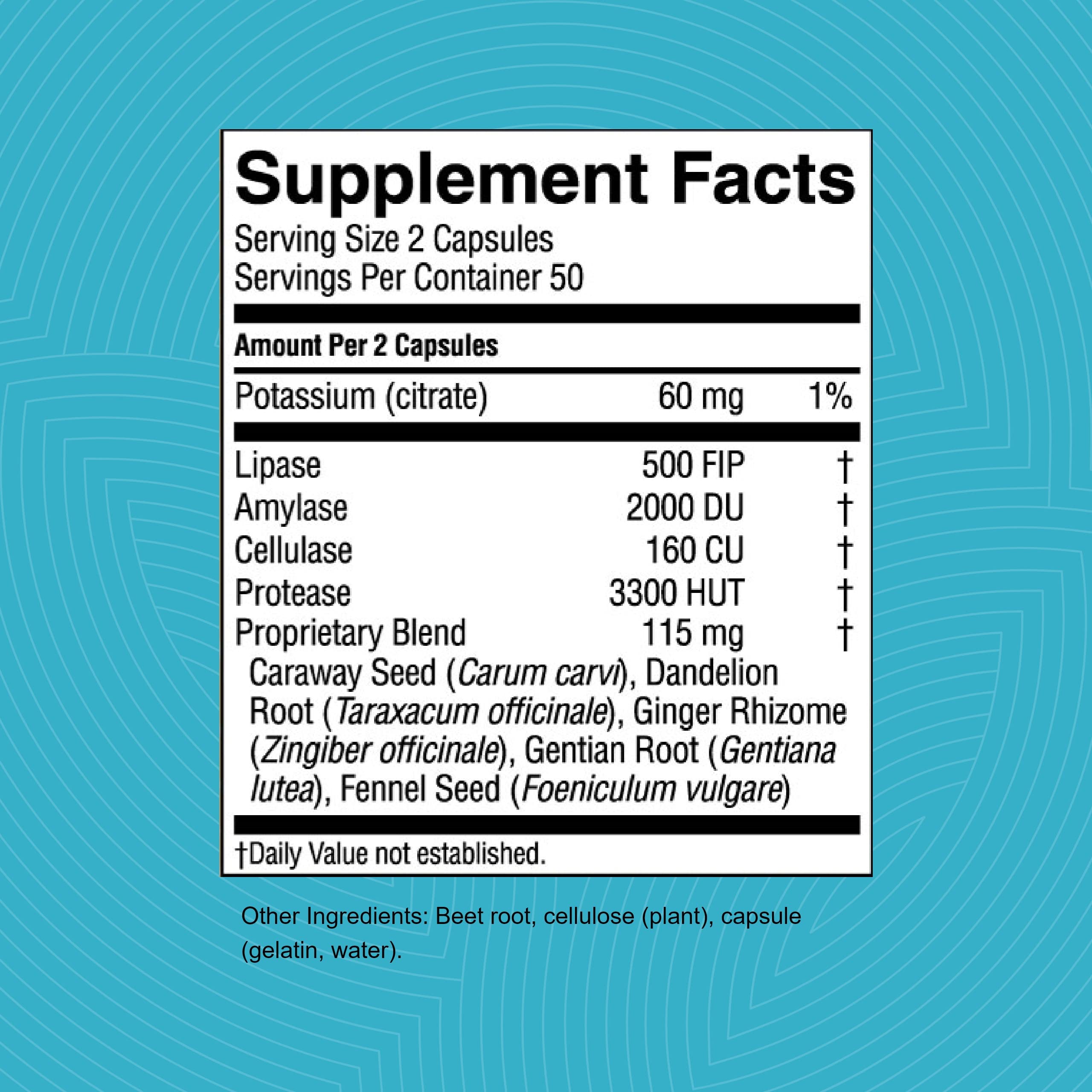 Nature's Sunshine Hi Lipase product label and packaging