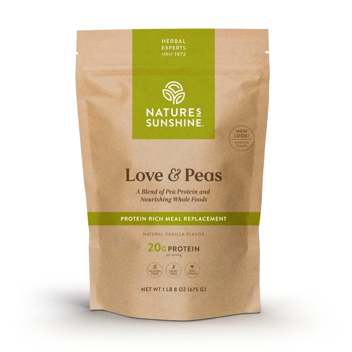 Nature's Sunshine Love and Peas bag front view highlighting packaging