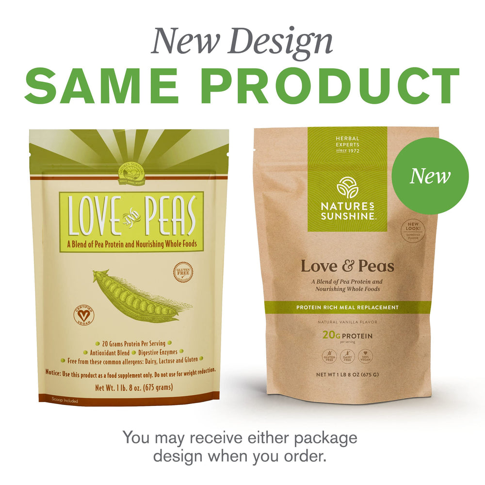 Nature's Sunshine Love and Peas nutrition panel details