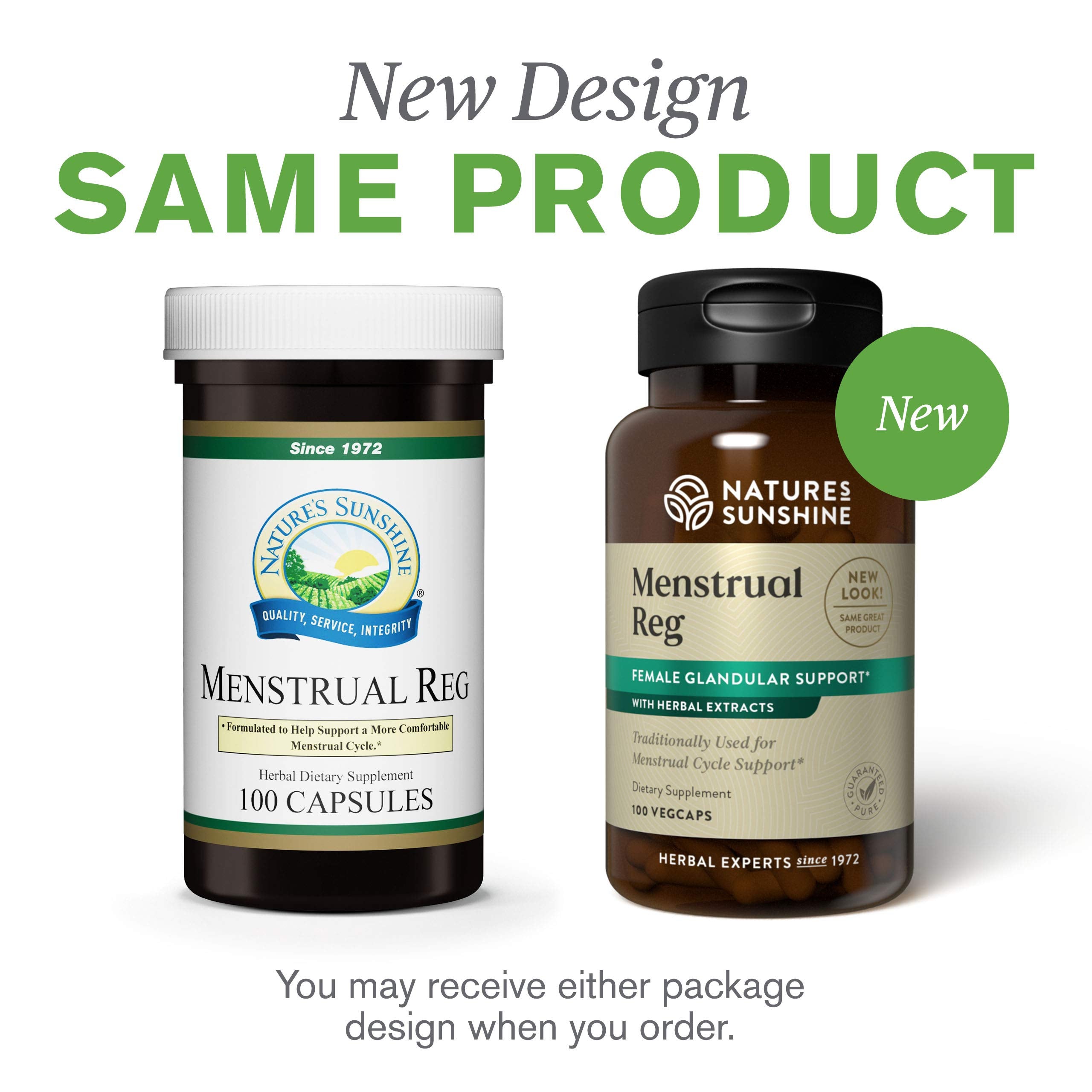 Close-up of Nature's Sunshine Menstrual Reg capsules