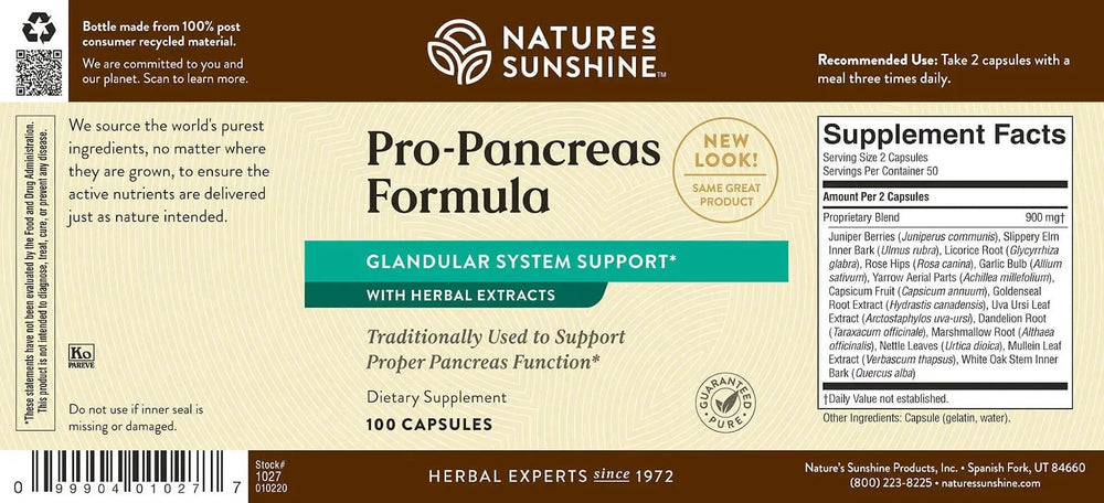 Kosher certified packaging for Nature's Sunshine Pro-Pancreas