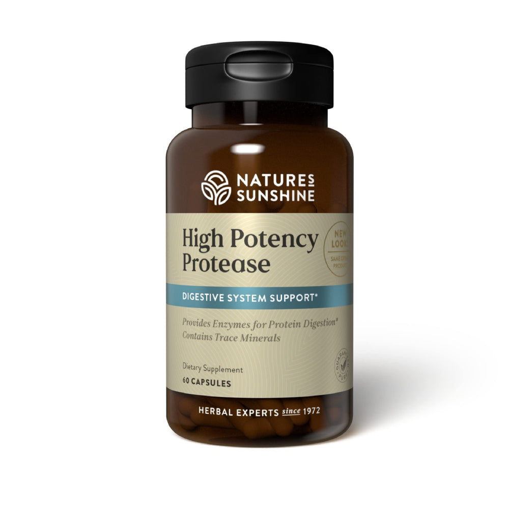 Nature's Sunshine Protease 60 Capsules bottle on white background
