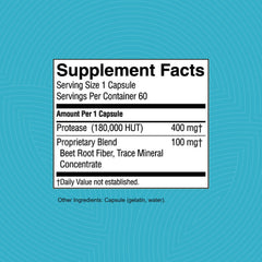 Front view of Protease 60 Capsules packaging