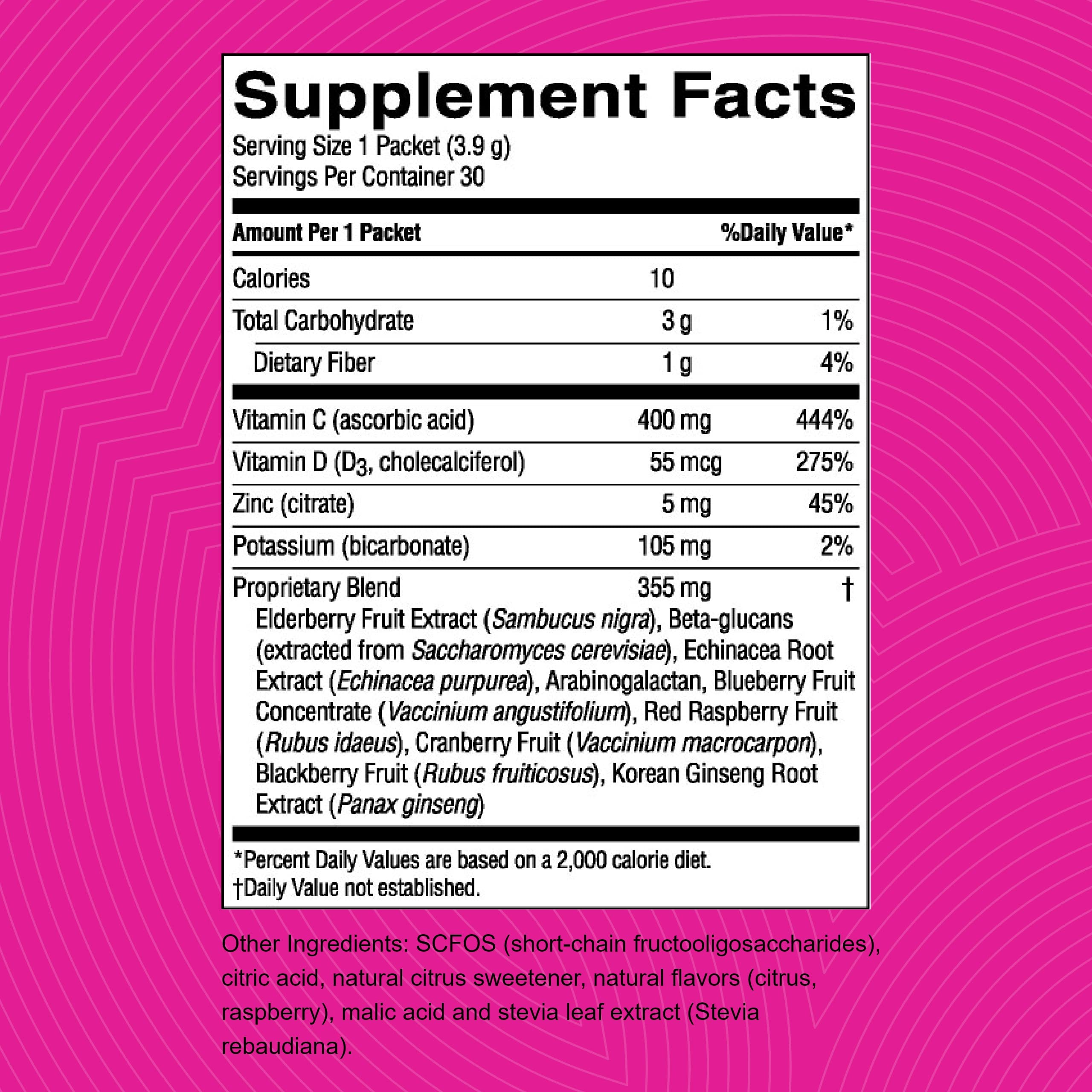 Berry lemonade flavor sachets for Solstic Immune