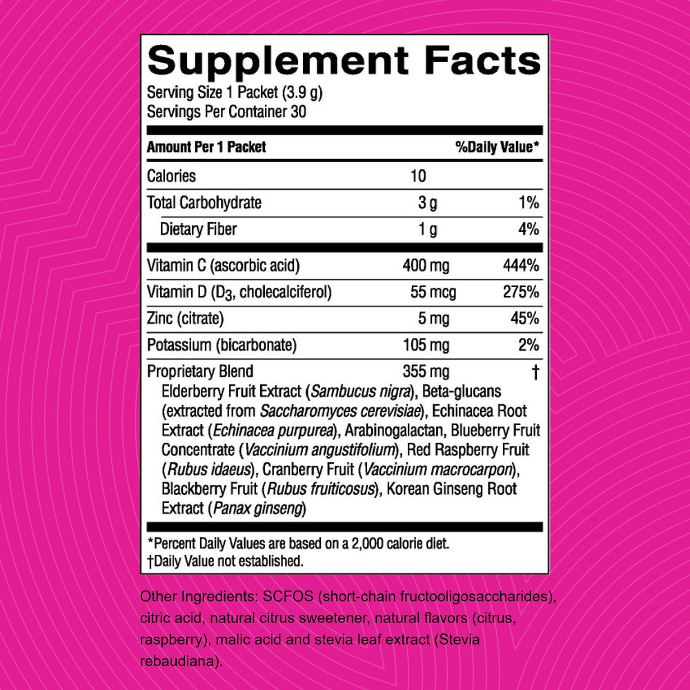Berry lemonade flavor sachets for Solstic Immune