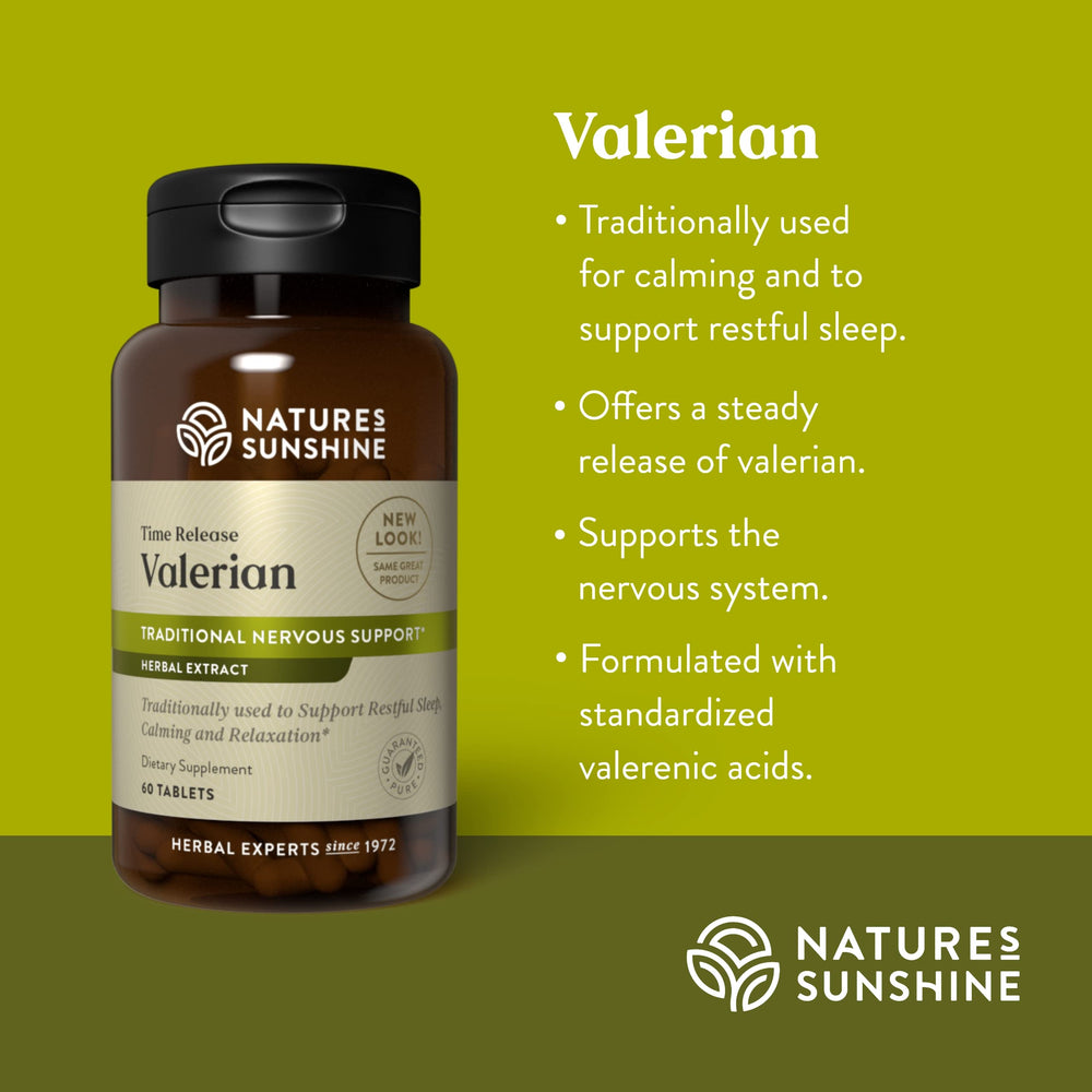 Valerian root extract capsules displayed in bottle