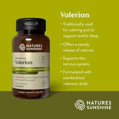 Valerian root extract capsules displayed in bottle