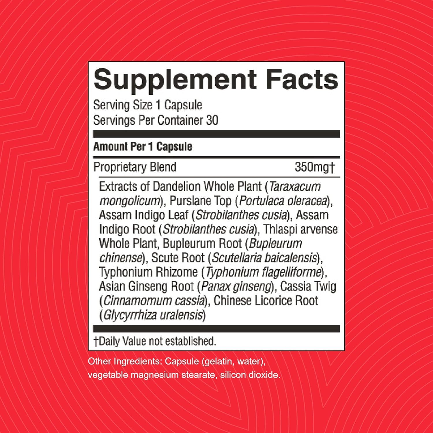 Supplement facts and nutrition info for VS-C TCM Concentrate