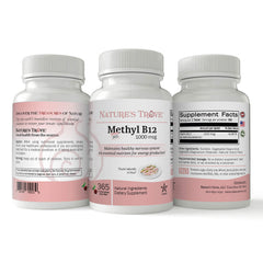 Natures Trove B12 bottle label showing vegan gluten-free and kosher certifications