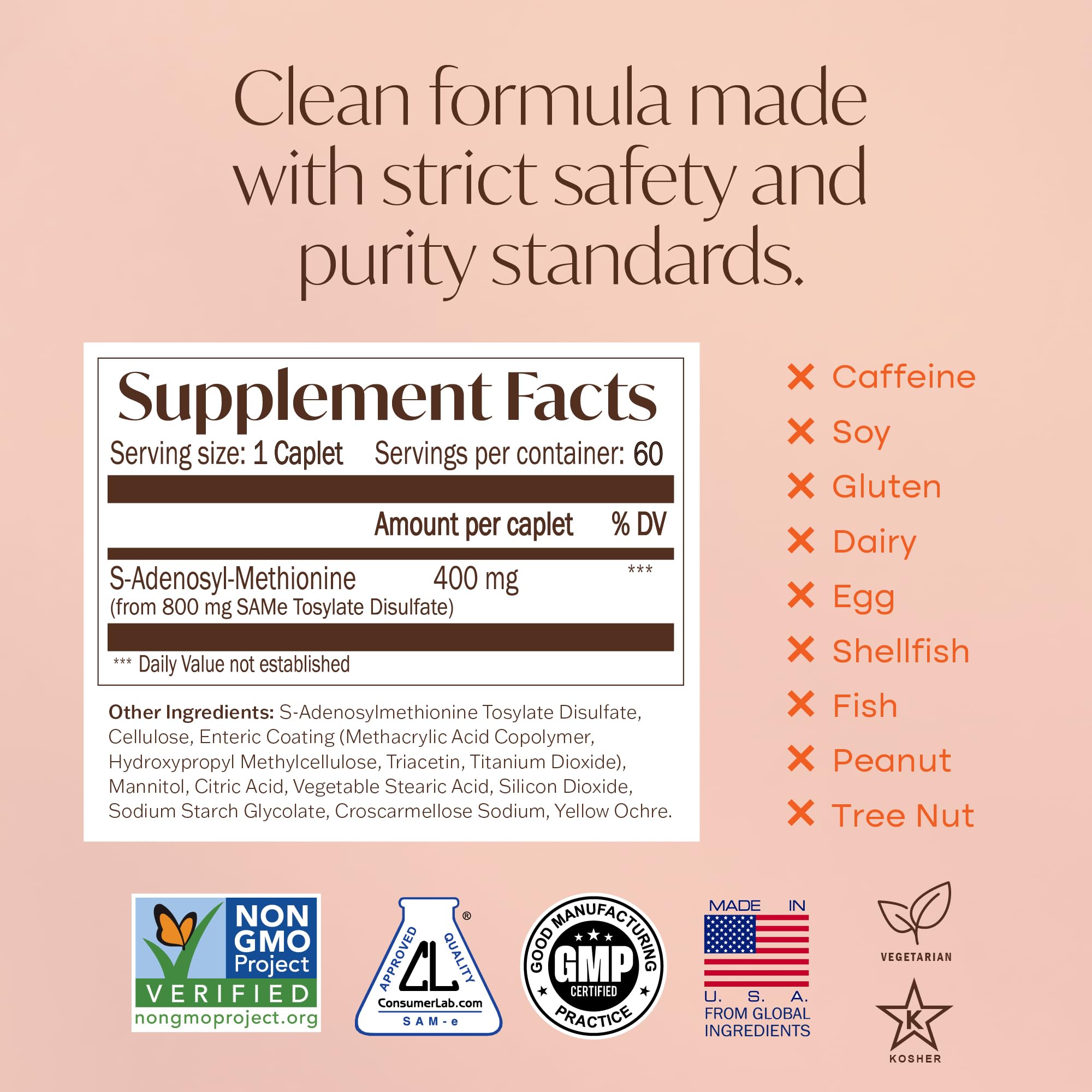 Nature's Trove SAM-e 400mg blister pack freshness emphasizes product integrity.