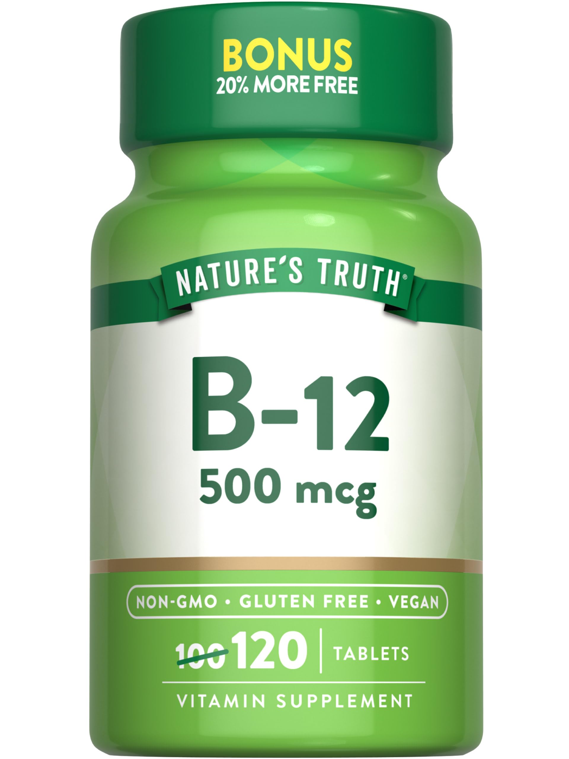 Nature's Truth B12 Vitamin 500 mcg bottle with 120 tablets