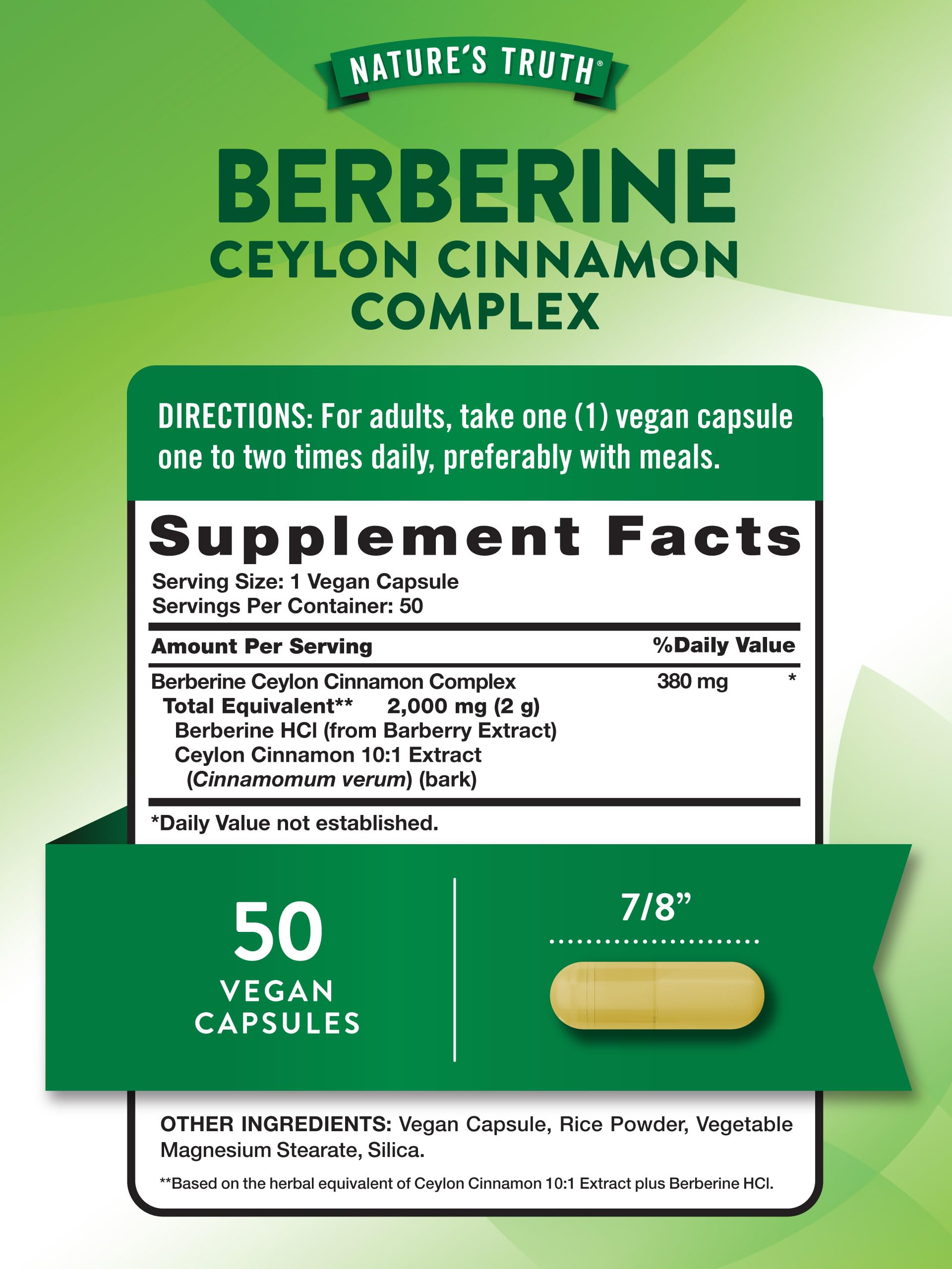 Vegan capsules of Nature's Truth Berberine Cinnamon Complex