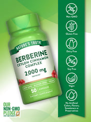 Ingredient panel showing berberine and ceylon cinnamon