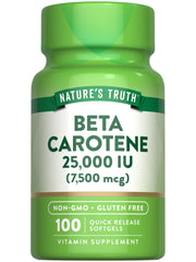Front view of Nature's Truth Beta Carotene 25000 IU Softgels bottle