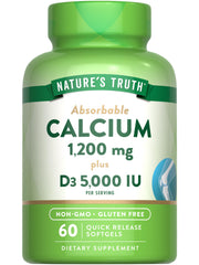 Nature's Truth Calcium 1200mg + Vitamin D3 5000 IU bottle front label
