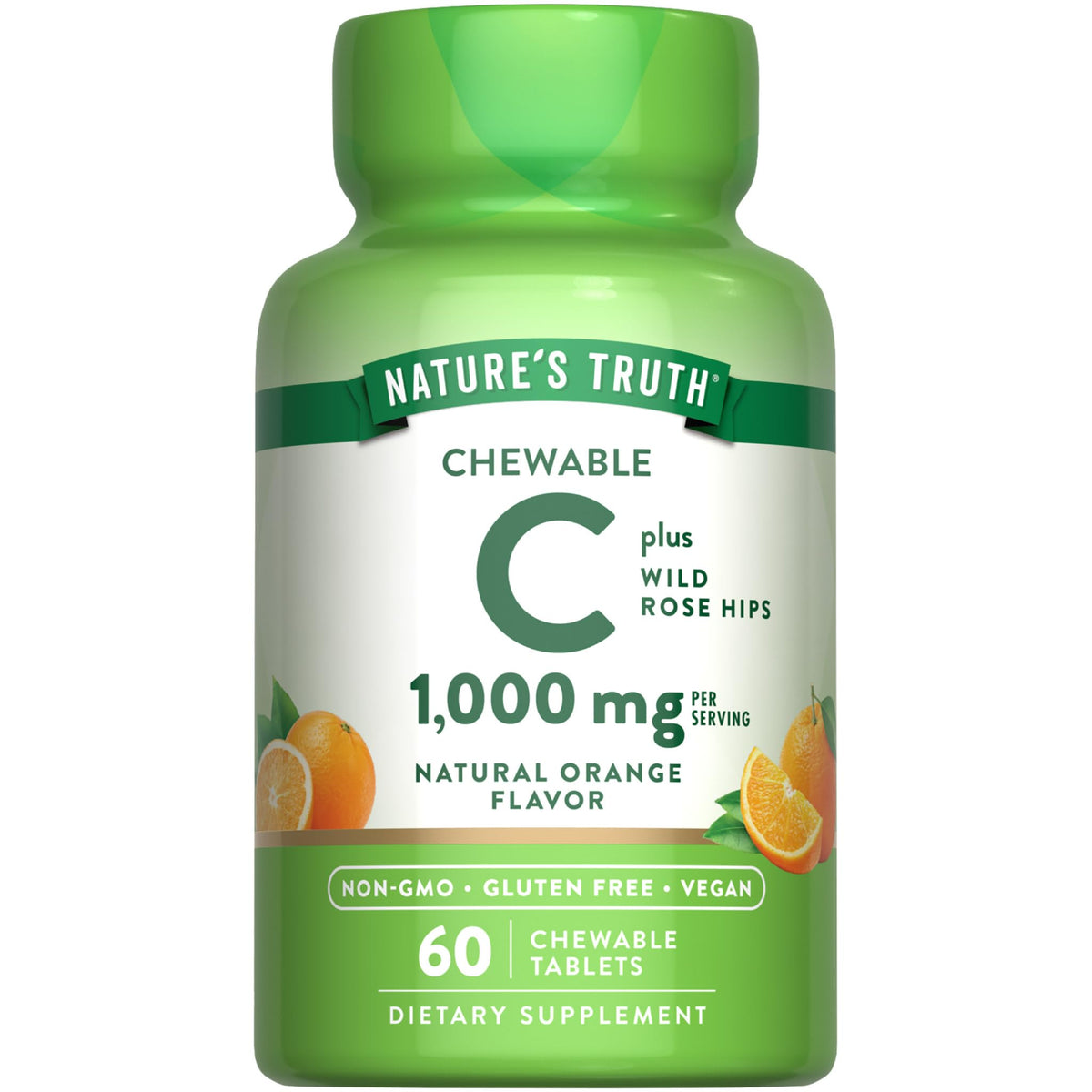 Nature's Truth Vitamin C with Rose Hips chewable bottle label