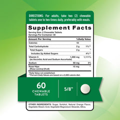 Close-up of Vitamin C chewable tablet with Rose Hips