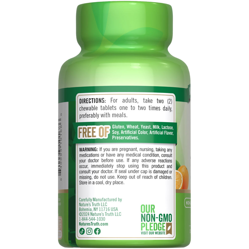 60 chewable tablets bottle on white background