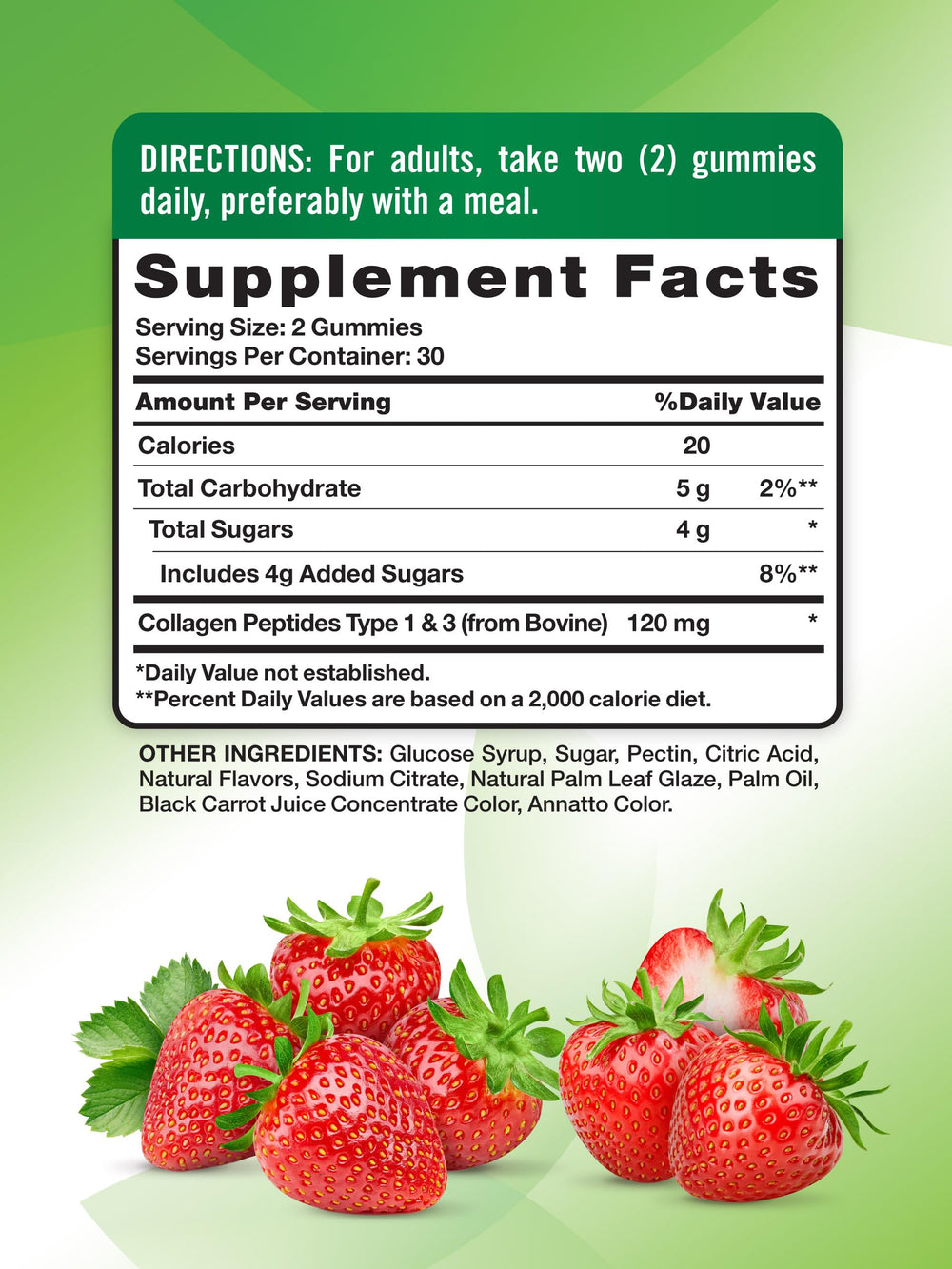 Back label with ingredients and supplement facts