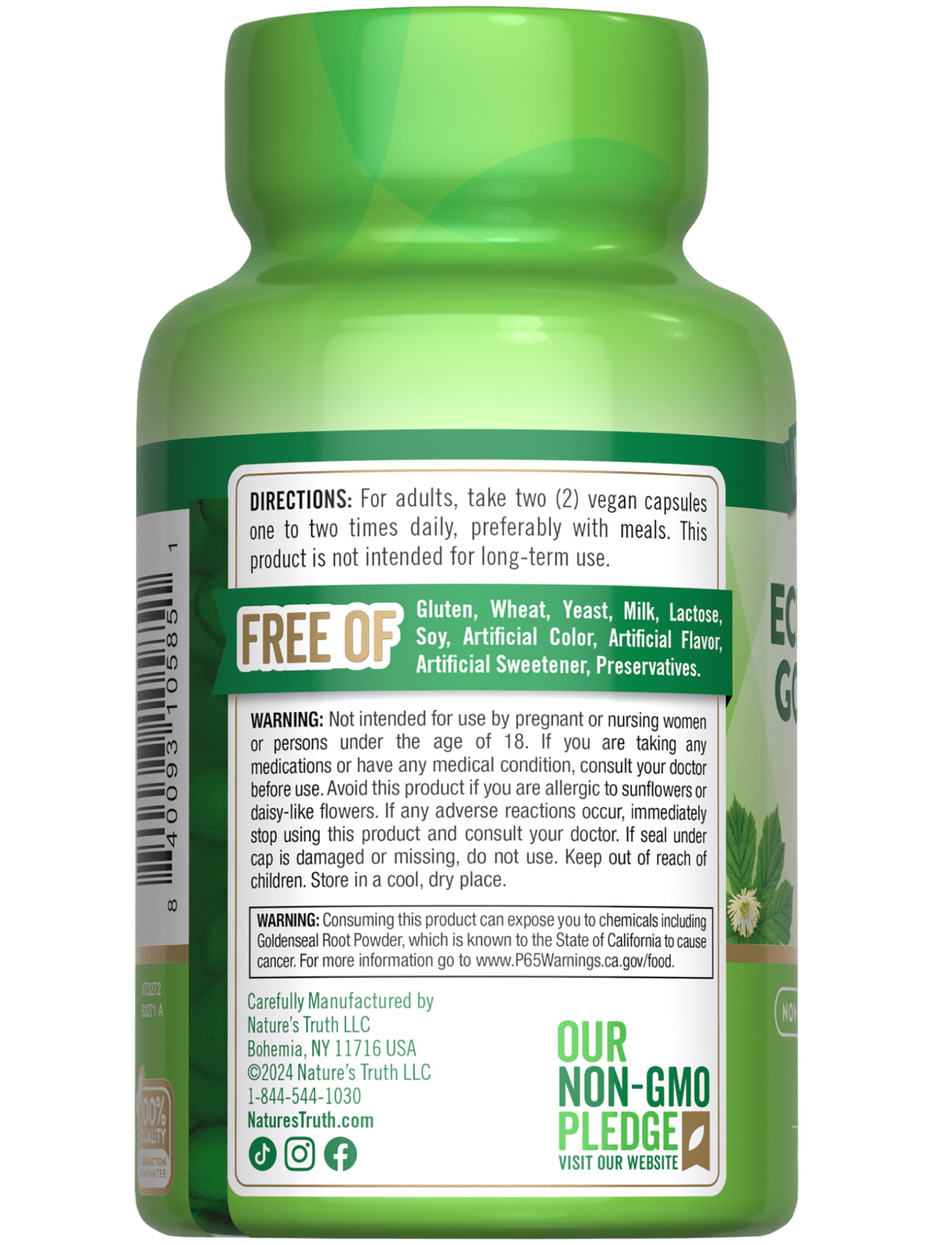 Packaging illustration for Nature's Truth Echinacea Goldenseal capsules