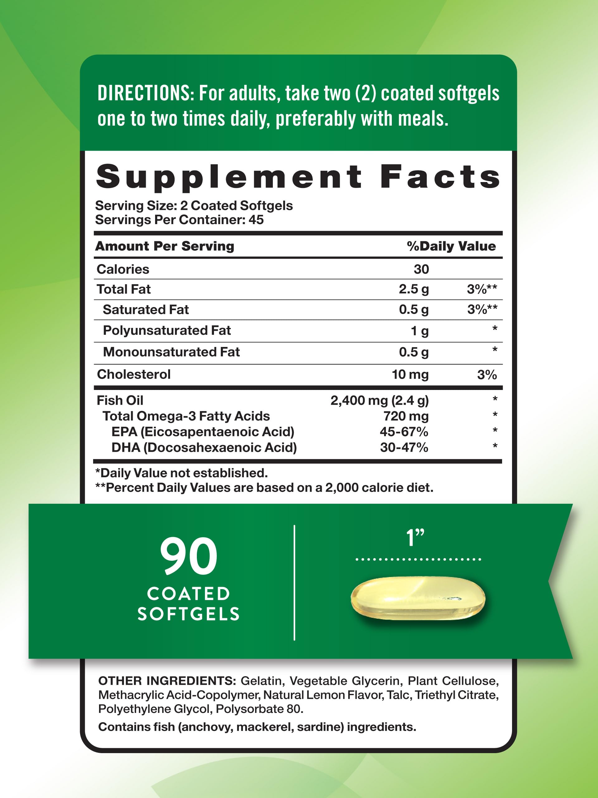 Close-up of lemon-flavored odorless softgels
