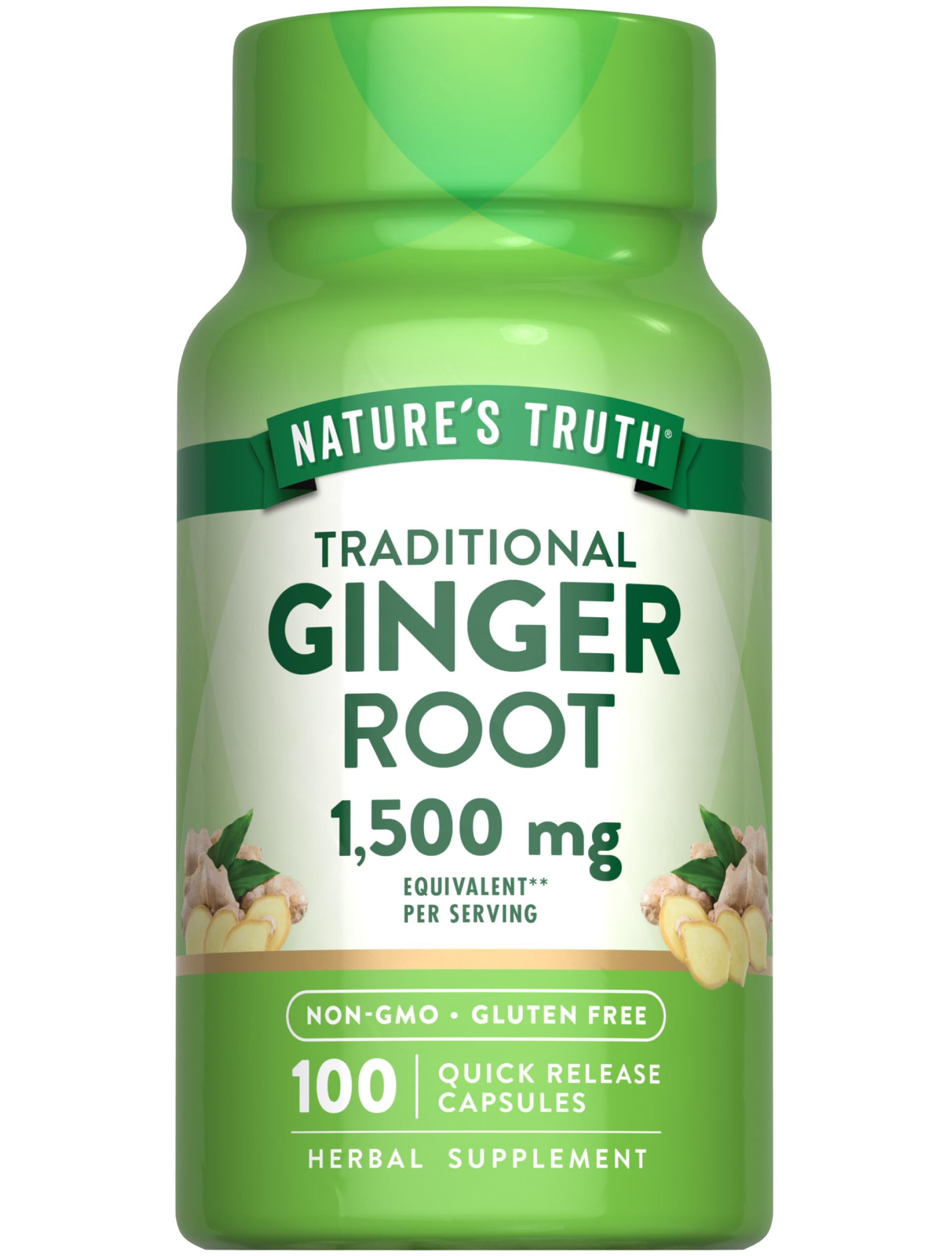 Nature's Truth Ginger Root Capsules bottle, 1500mg, 100 count