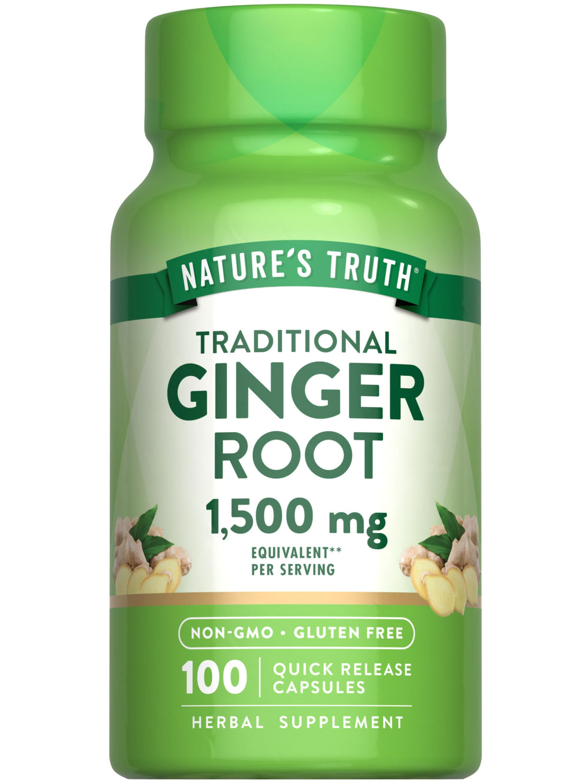 Nature's Truth Ginger Root Capsules bottle, 1500mg, 100 count