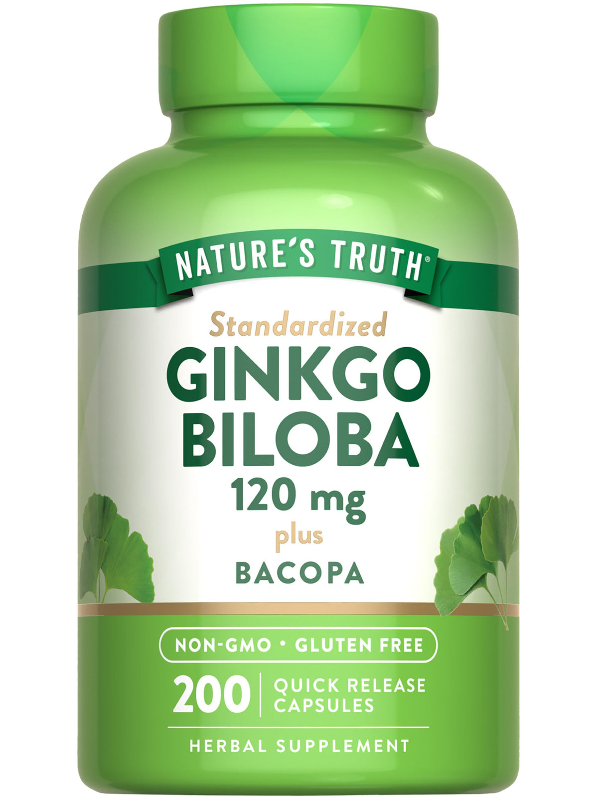 Nature's Truth Ginkgo Biloba 120mg with Bacopa bottle front