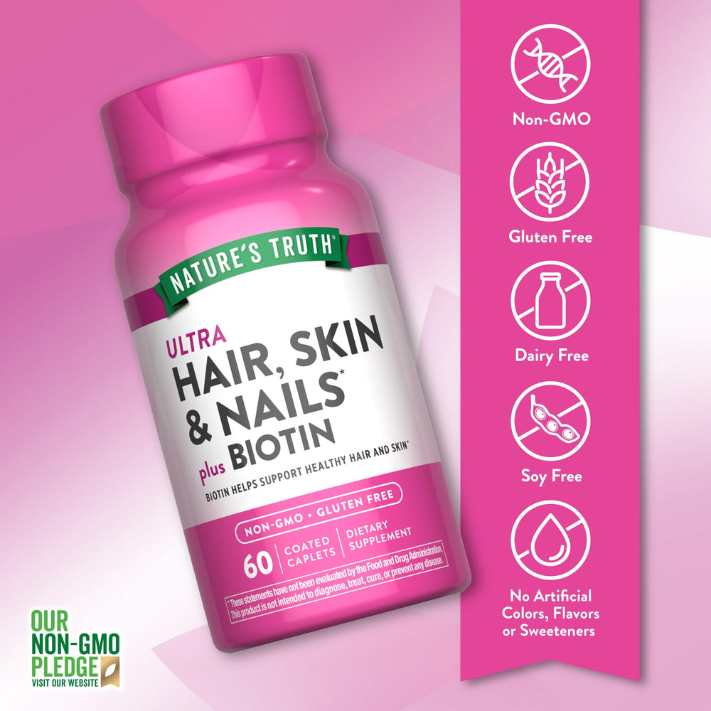 Front label of Nature's Truth Hair Skin Nails bottle
