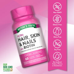 Front label of Nature's Truth Hair Skin Nails bottle