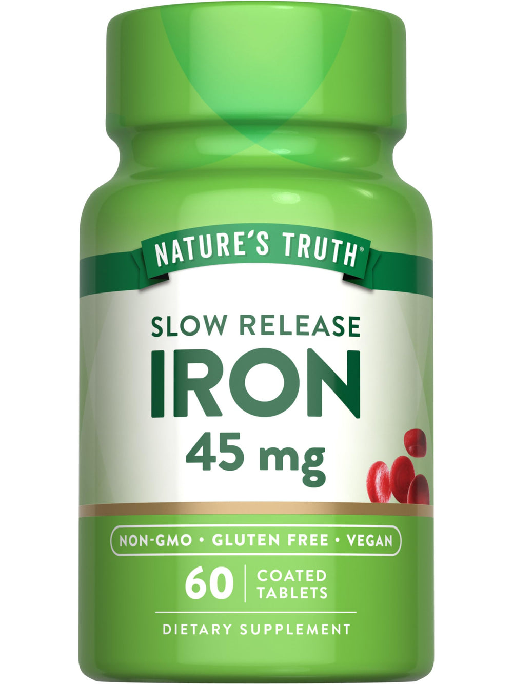 Nature's Truth Iron Supplement bottle and label, 45 mg iron