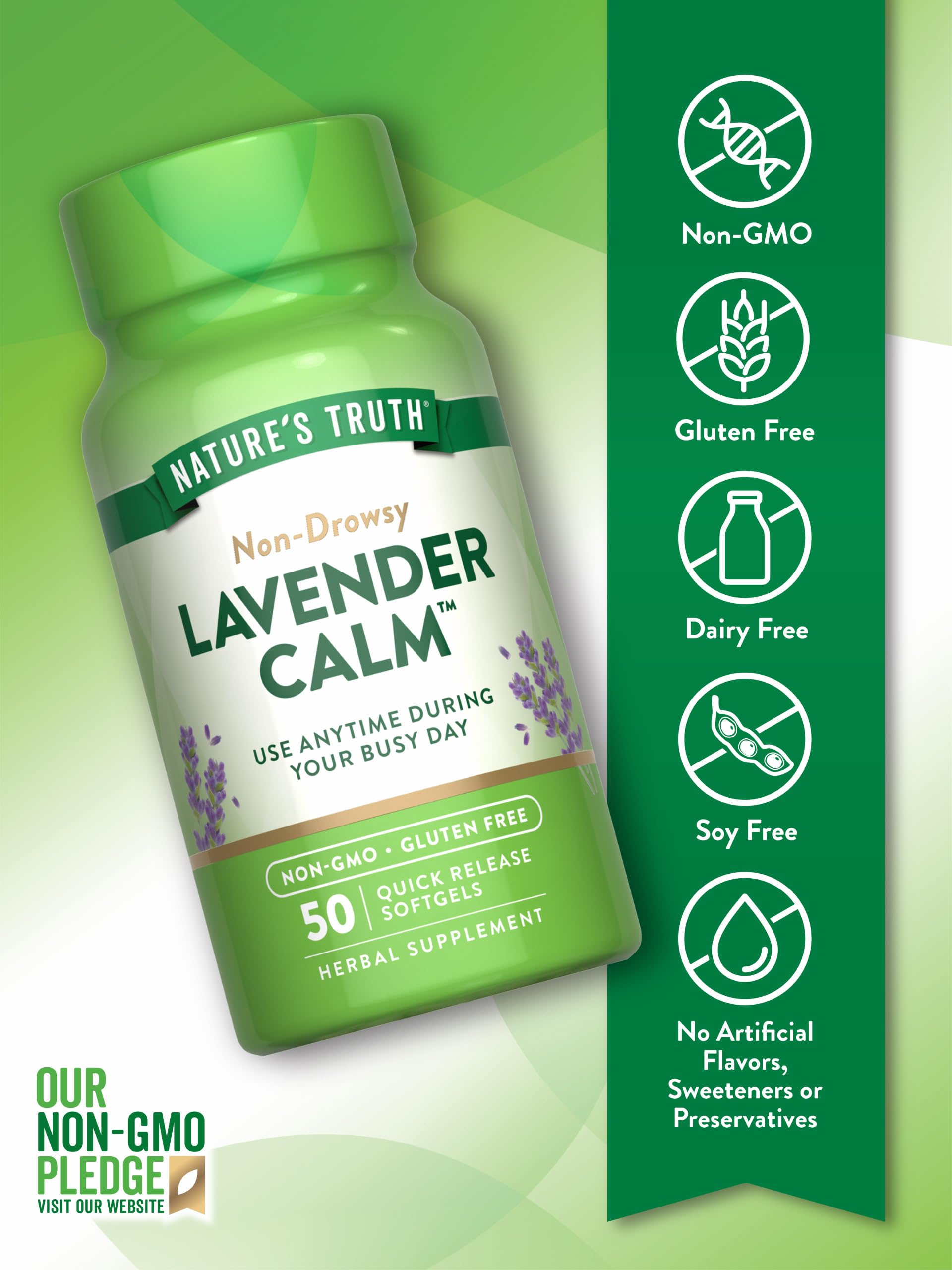 Front label of Nature's Truth Lavender Calm Softgels