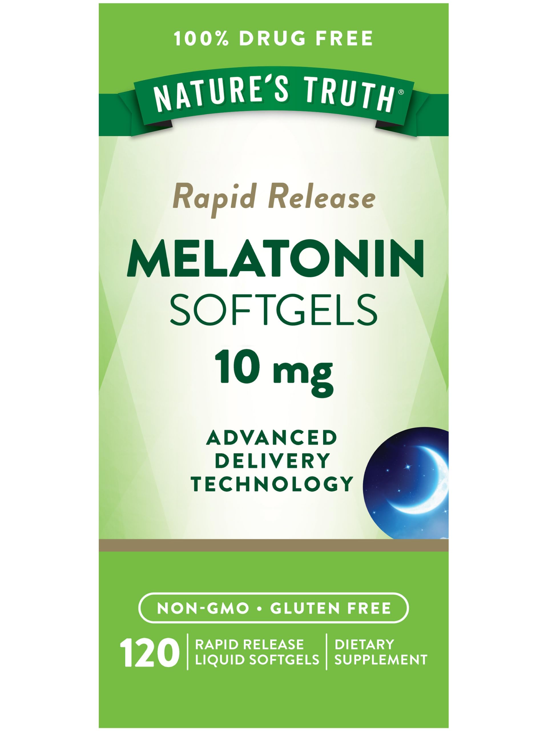 Nature's Truth Melatonin 10mg Rapid Release Softgels bottle — 120 count
