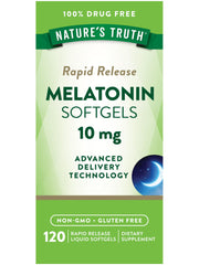 Nature's Truth Melatonin 10mg Rapid Release Softgels bottle — 120 count
