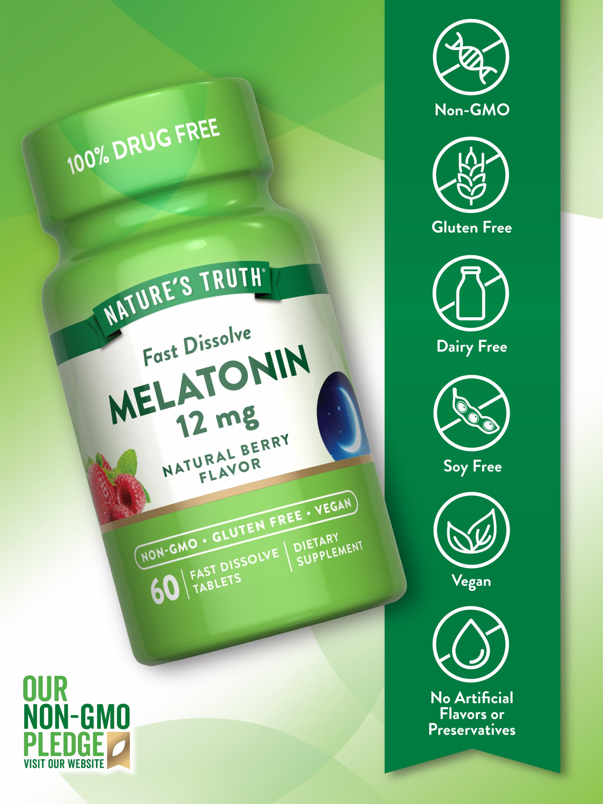 Nature's Truth Melatonin 12mg bottle label detail