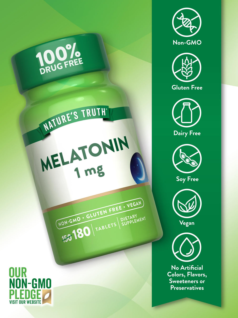 Close-up of Melatonin 1 mg tablet