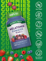Melatonin 10 mg per serving information for Nature's Truth Gummies