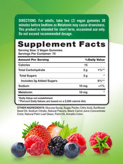 Ingredients shot for Nature's Truth Melatonin Gummies Berry Flavor vegan gummies